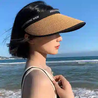 优幽兰 韩版显脸小大头围防紫外线旅行实用小众休闲学生通勤 聚酯纤维 防晒帽空顶帽遮阳帽沙滩帽太阳帽草帽 女款