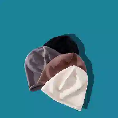 优幽兰 堆堆帽针织加厚大头围包头 防风防寒保暖护耳冷帽女高级感小众学生穿搭 棉 绒线帽 男女同款情侣款