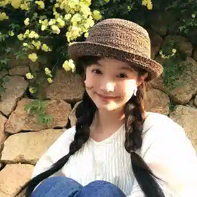 优幽兰 韩系卷边纯色圆顶礼帽夏季镂空透气遮阳显脸小法式草帽时尚简约高级感优雅盆帽学生潮 聚酯纤维  防晒帽 女款