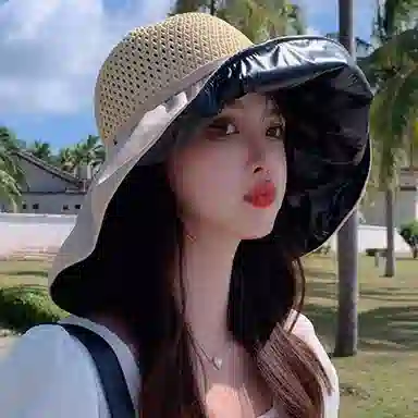 优幽兰 休闲骑车大头围实用韩版显脸小设计感旅游沙滩气质防紫外线 聚酯纤维 渔夫帽遮阳帽 女款