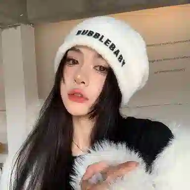 优幽兰 堆堆针织加厚大头围包头防风防寒保暖高级感 绒线帽 女款