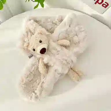 优幽兰 针织加厚护脖子防风防寒保暖搭配可爱小熊休闲高级感 围脖 女款