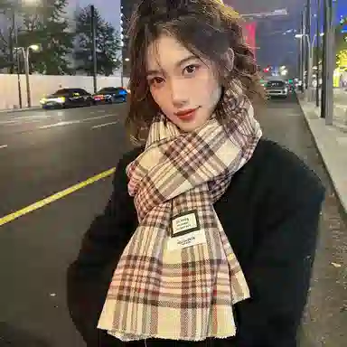 优幽兰 格子 加厚 防风防寒保暖 护脖子高级感韩系穿搭 绒线围巾 女款