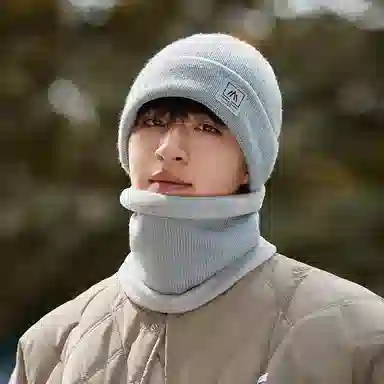 优幽兰 显脸小 一体针织 防风防寒加厚 保暖户外骑车 绒线帽 男女同款情侣款