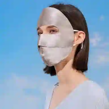 优幽兰 时尚百搭遮全脸户外防紫外线口罩高颜值纯色遮阳护眼角舒适透气脸基尼骑行防风 桑蚕丝 防晒面罩 女款