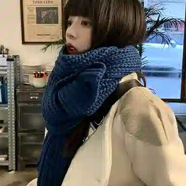 优幽兰 时尚百搭高级感 显白保暖针织韩系氛围感 防寒学生休闲简约学院风 聚酯纤维 绒线围巾 男女同款情侣款