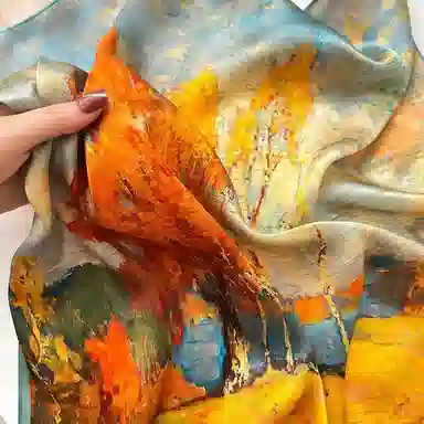 优幽兰 女生百搭休闲时尚真丝设计感水墨晕染国风衬衫高级感多功能实用礼盒装 丝巾发带飘带 女款