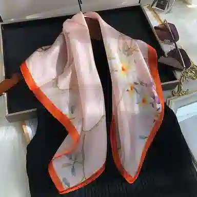 优幽兰 高颜值气质优雅小方巾小众设计感清新花卉高档通勤小领巾搭配衬衫职业装饰包包绑带发带多功能 桑蚕丝 丝巾 女款