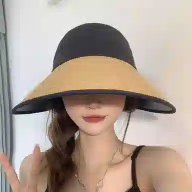 优幽兰 黑胶防紫外线潮流气质优雅休闲户外旅行拍照打卡韩版穿搭 聚酯纤维 防晒帽 男女同款情侣款