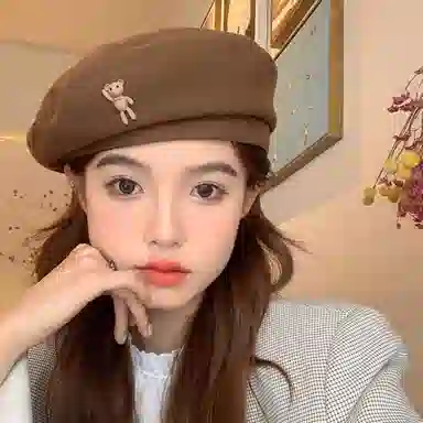 优幽兰 韩版显脸小 大头围防风防寒英伦风 保暖护耳韩系 贝雷帽 女款