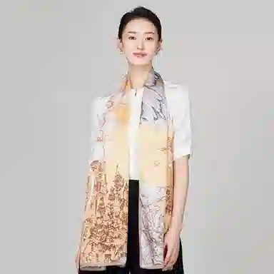 优幽兰 时尚百搭小众高级感温柔气质优雅长条真丝四季通用防晒休闲舒适 桑蚕丝 丝巾披肩围巾纱巾 女款