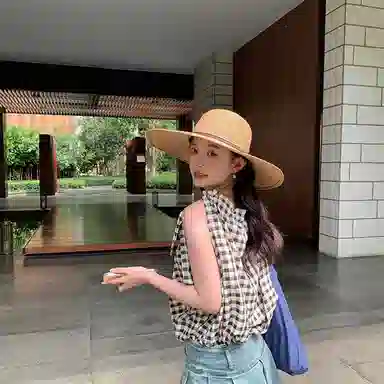 优幽兰 百搭休闲高级感遮阳草帽夏时尚潮流甜美气质海边度假大帽檐显脸小防紫外线太阳帽子打卡拍照必备 草编 防晒帽 女款