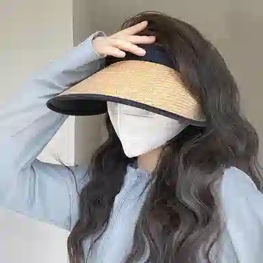 优幽兰 设计感小众百搭气质旅游空顶帽防紫外线高级感大头围显脸小遮阳帽时尚太阳帽简约韩版穿搭 聚酯纤维 防晒帽 女款