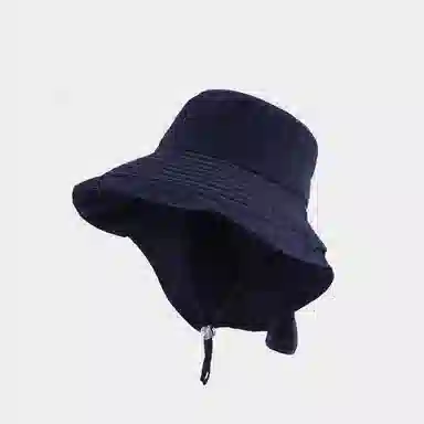 优幽兰 休闲百搭小众钓鱼帽夏季遮阳帽户外骑车护颈太阳帽大檐透气折叠登山可扎马尾设计 棉涤 防晒帽 男女同款情侣款