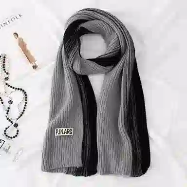 优幽兰 拼色 显脸小针织 加厚防风防寒保暖 蓬松小众穿搭 绒线围巾 男女同款情侣款