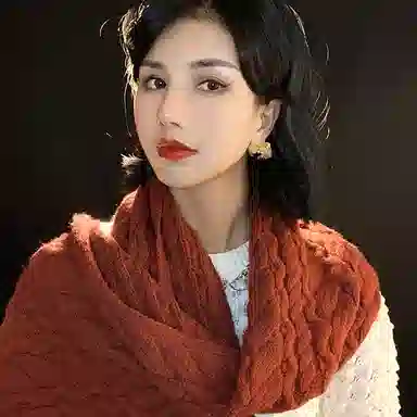 优幽兰 秋冬季氛围感围脖百搭闺蜜设计感休闲时尚针织加厚保暖护脖子防风防寒小众学生穿搭 绒线围巾 女款