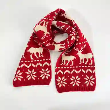 优幽兰 复古红色护脖子防风防寒保暖休闲小众氛围感 绒线围巾 女款