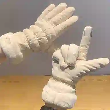 优幽兰 秋冬季加绒保暖五指加绒实用韩版出游旅行分指百搭时尚可触屏防寒护手 绒线手套 女款