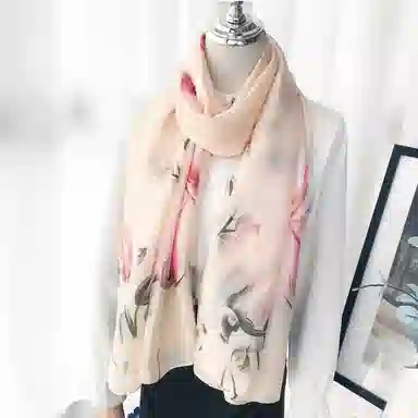 优幽兰 复古花卉优雅百搭时尚潮流复古简约温柔气质防晒印花长款舒适 丝巾围巾披肩纱巾空调毯 女款