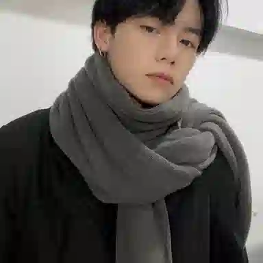 优幽兰 韩版显脸小针织纯色休闲学生加厚防风防寒保暖护脖子 绒线围巾 男款