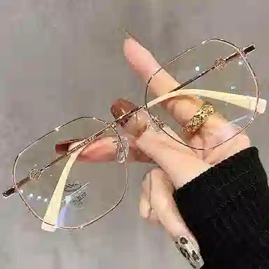 优幽兰 氛围感小众设计感高级感斯文显脸小显白简约 金属 不规则形 太阳眼镜 女款