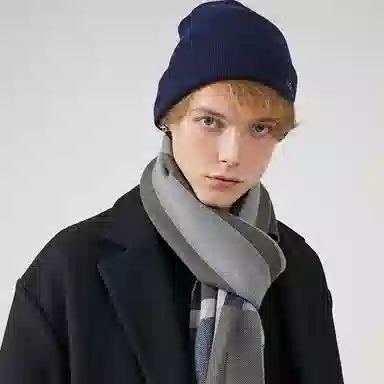 优幽兰 百搭休闲时尚 经典撞色设计感商务防风防寒 针织加厚护脖子韩系高级感 绒线围巾 男款