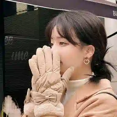 优幽兰 摩托车分指实用五指耐磨防风防寒加绒加厚钓鱼骑车 设计感高级感实用保暖 旅游护手 绒线手套 女款