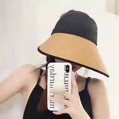 优幽兰 黑胶防紫外线潮流气质优雅休闲户外旅行拍照打卡韩版穿搭 聚酯纤维 防晒帽 男女同款情侣款