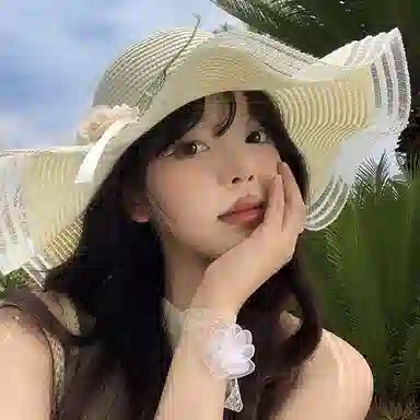 优幽兰 韩版波浪边花朵编织草帽女夏季法式海边度假太阳帽百搭时尚高级感大帽檐遮阳帽子 纤维素材料 防晒帽 女款