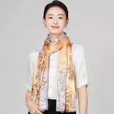 优幽兰 时尚百搭小众高级感温柔气质优雅长条真丝四季通用防晒休闲舒适 桑蚕丝 丝巾披肩围巾纱巾 女款