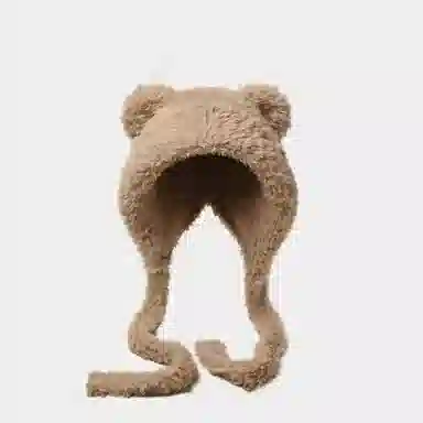 优幽兰 韩版显脸小毛线帽时尚百搭包头帽纯色防风防寒针织帽加厚保暖护耳冷帽高级感小众 聚酯纤维 绒线帽 女款