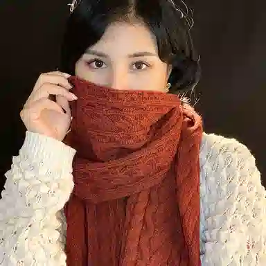 优幽兰 秋冬季氛围感围脖百搭闺蜜设计感休闲时尚针织加厚保暖护脖子防风防寒小众学生穿搭 绒线围巾 女款