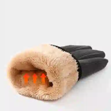 优幽兰 秋冬季摩托车学生纯色百搭防寒防冻东北加绒加厚骑车设计感保暖潮流出行 聚酯纤维 氨纶 绒线 棉手套 男款