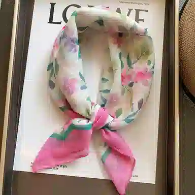 优幽兰 韩版温柔百搭碎花小方巾小众设计田园风甜美打结轻薄透气 丝巾 女款