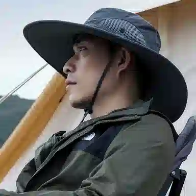 优幽兰 大帽檐防紫外线夏季休闲登山网眼透气大帽檐出游简约时尚户外可折叠易携带钓鱼帽遮阳 聚酯纤维 防晒帽 男款