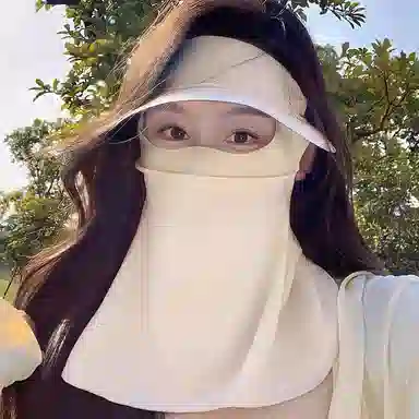 优幽兰 大帽檐遮阳户外出游全脸防紫外线透气脸基尼帽子一体护颈口罩骑行开车 聚酯纤维 防晒面罩 女款