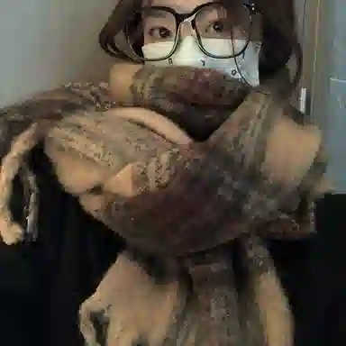 优幽兰 复古气质穿搭百搭时尚防风防寒保暖 两用小众简约高级感 绒线围巾 女款