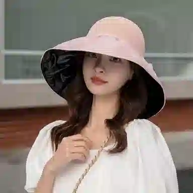 优幽兰 帽子 旅游户外韩版显脸小防晒大头围高级感小众学生黑胶防紫外线旅行爬山 聚酯纤维 渔夫帽 女款