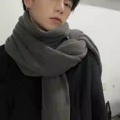 优幽兰 韩版显脸小针织纯色休闲学生加厚防风防寒保暖护脖子 绒线围巾 男款