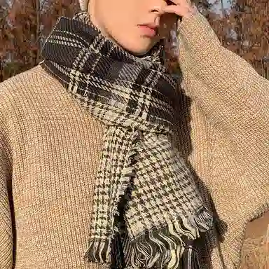 优幽兰 冬季百搭经典款针织围脖颈套加厚保暖休闲时尚防风防寒防冻护脖简约高级潮流穿搭 绒线围巾 男女同款情侣款