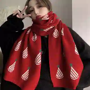 优幽兰 经典款防风防寒护脖子保暖小众高级感 绒线围巾 女款 红色