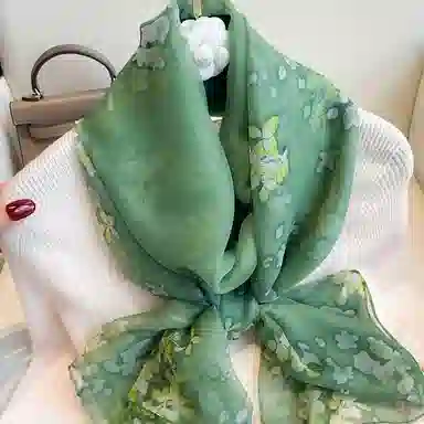 优幽兰 时尚洋气碎花丝巾四季通用围脖护颈百搭气质防晒纱巾海边沙滩披肩围巾两用夏季薄款外搭 优柔纱 女款