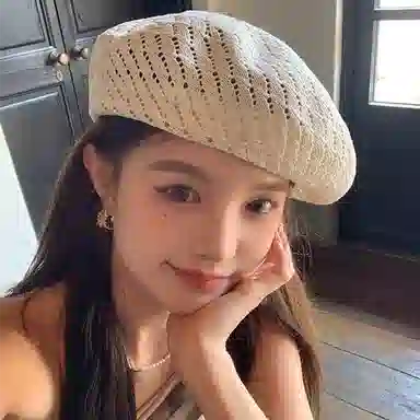 优幽兰 复古镂空透气百搭时尚薄款大头围显脸小围日系学院风 聚酯纤维 贝雷帽 女款