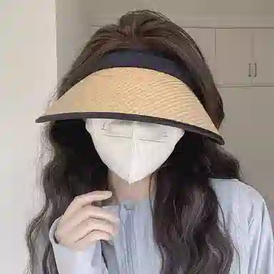 优幽兰 设计感小众百搭气质旅游空顶帽防紫外线高级感大头围显脸小遮阳帽时尚太阳帽简约韩版穿搭 聚酯纤维 防晒帽 女款