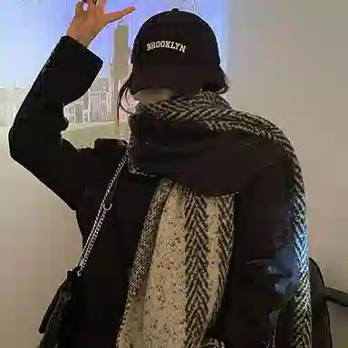 优幽兰 百搭时尚高级感保暖针织双面冬季韩系氛围感防寒加厚两用学生气质时髦穿搭 绒线围巾 男女同款情侣款