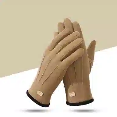 优幽兰 秋冬季摩托车学生纯色百搭防寒防冻东北加绒加厚骑车设计感保暖潮流出行 聚酯纤维 氨纶 绒线 棉手套 男款