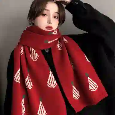 优幽兰 经典款防风防寒护脖子保暖小众高级感 绒线围巾 女款 红色