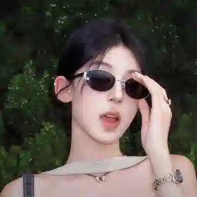 优幽兰 时尚百搭复古老钱风墨镜高级感小框港风凹造型防紫外线个性氛围感街拍旅游韩版气质防晒 金属 椭圆形 太阳眼镜 女款