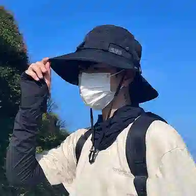 优幽兰 休闲百搭大帽檐西部牛仔风帽子户外登山旅游防紫外线遮阳帽学生时尚潮流遮脸太阳帽 锦纶 防晒帽 男款