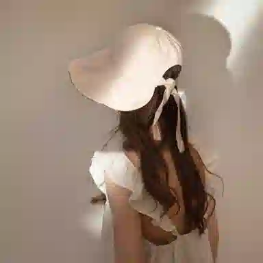 优幽兰 简约防紫外线气质优雅大头围显脸小日系小清新户外 聚酯纤维 防晒帽 女款